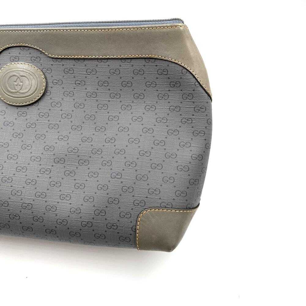 Gucci Microguccissima Clutch Vintage Monogram Blue Gray GG Web Canvas Toiletry - Picture 5 of 8